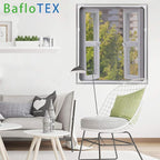 DIY Magnetic Window Screen Replacement Adjustable Mesh Screen 55"H*36"W with Magnets Fits Any Size White Frames with Grey Fiberglass Screen