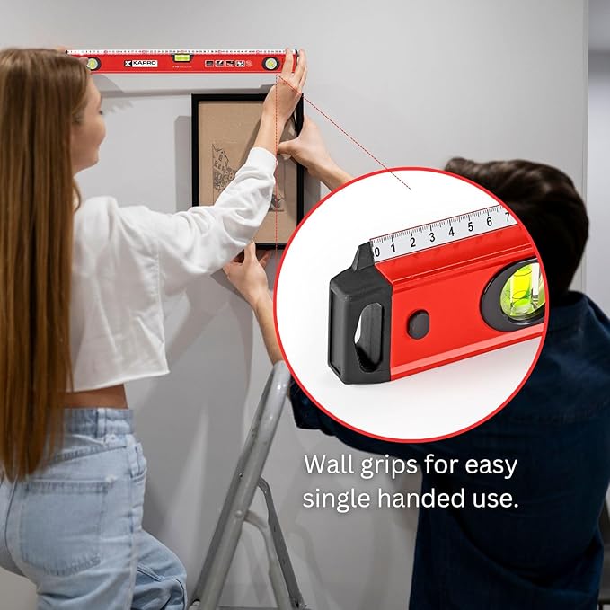 Kapro - 770 Exodus Professional Box Level - 72 Inches - With 45° Vial & Ruler - For Leveling, Measuring, Marking, and Cutting - Features 3 Vials, Precise Straightedge, and Wall-Grip