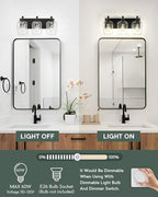 Bathroom Light Fixtures, 3-Light Modern Vanity Light with Clear Glass Wine Glass-Shaped Shade, Vanity Lighting Fixtures Over Mirror, Matte Black, VL155-MB-3