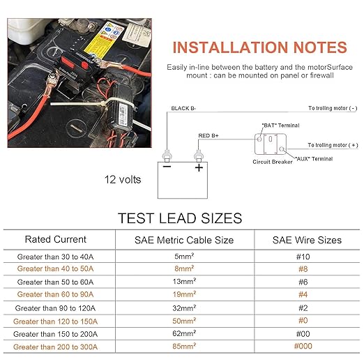Erayco 50 Amp Circuit Breaker with Manual Reset for Car Marine Trolling Motors Boat ATV Manual Power Protect for Audio System Fuse, 12V-48VDC, Waterproof (50A)