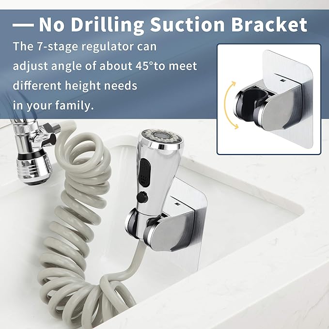 CECEFIN Kitchen Sink Sprayer Hose Attachment for Faucet, Kitchen Faucet Head Replacement w/ 79" Recoil Hose and Holder, Pressurized Water Saving Aerator & Diverter Valve, Faucet Sprayer Attachment Set