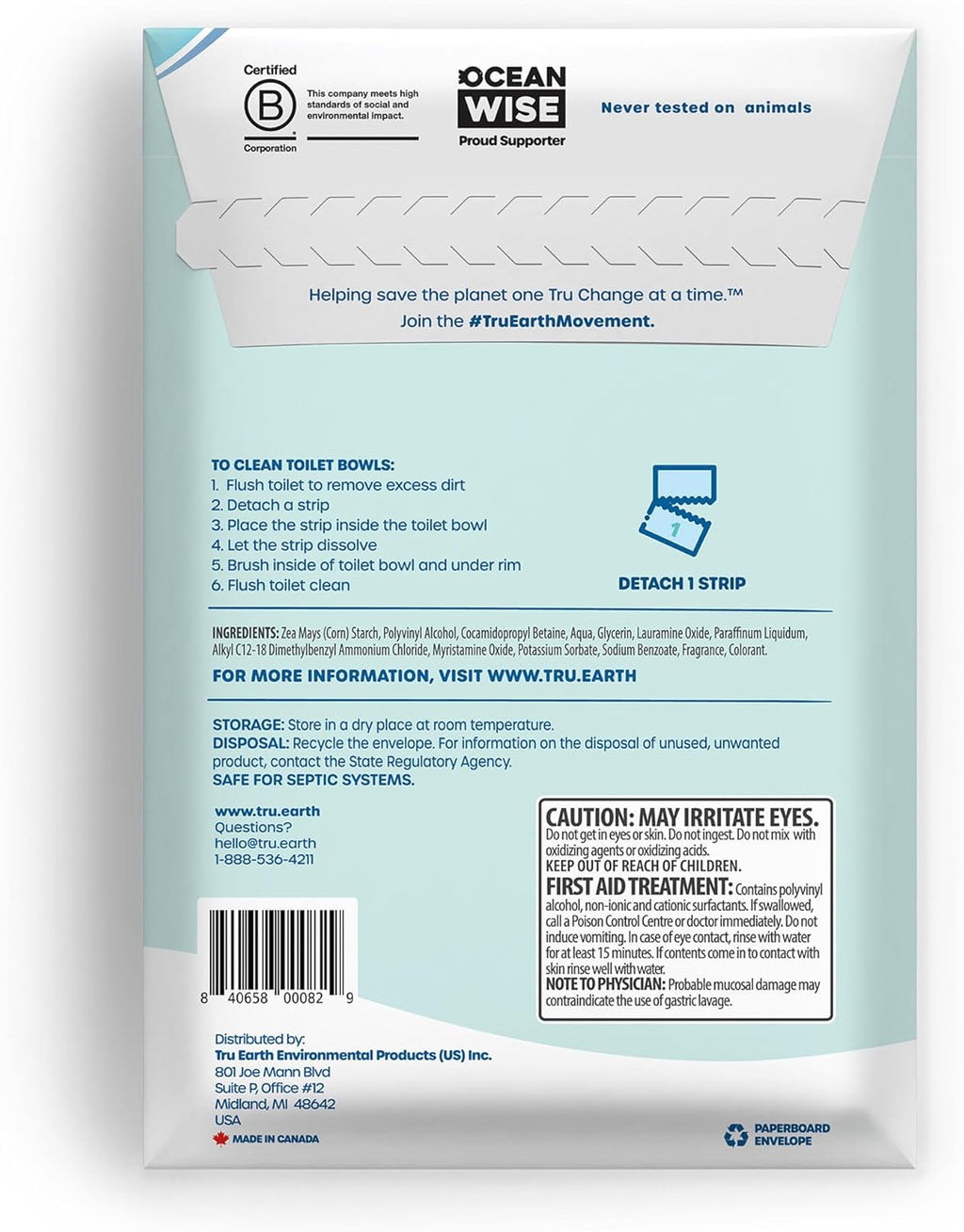 Tru Earth Toilet Bowl Cleaner Eco-Strips | Plastic Jug-Free, Septic-Safe for Cleaning | Easy to Use | 24 Strips