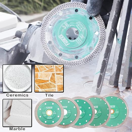 Diamond Porcelain Saw Blade,2pcs 7"/175MM Super Thin Dry Wet Cutting Disc with X Teeth Turbo Mesh Rim,for Ceramic Tile Porcelain Granite Marbles