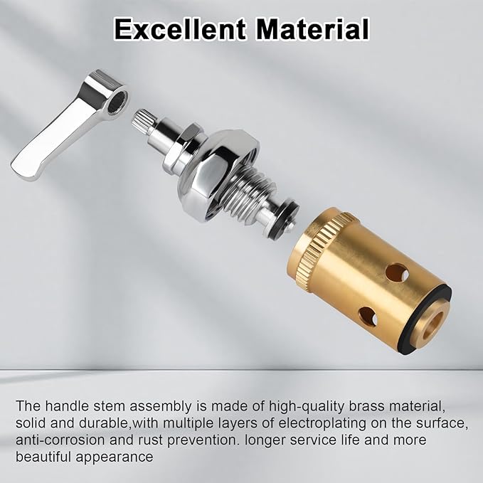 COOLWEST Hot and Cold Handle Stem Assembly for T&S Brass Faucets - Compatible with 002713-40 002714-40 Spindle Assembly Cartridge for Eterna Valve Replacement Part
