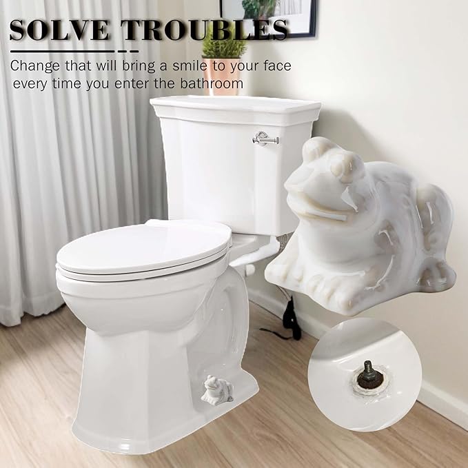 Toilet Bolt Caps, White Frog Ceramic Bolt Caps Covers, Fun and Cute Bathroom Decor for Easy Toilet Installation - Decorative Covers (White frog)