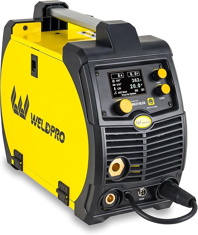 Weldpro 200 Amp MIG210LCD Dual Voltage 110V/220V 5 in 1 Multi-Process MIG/Fluxcore/Lift TIG/MMA Welder Aluminum Spool Gun Capable with Spot Timer and Auto-Set 3 Year Warranty Welding Machine