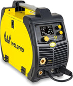 Weldpro 200 Amp MIG210LCD Dual Voltage 110V/220V 5 in 1 Multi-Process MIG/Fluxcore/Lift TIG/MMA Welder Aluminum Spool Gun Capable with Spot Timer and Auto-Set 3 Year Warranty Welding Machine
