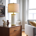 24.5 inches Modern Ceramic Bedside Lamp Set of 2 for Bedroom Decor Farmhouse Table Lamp for Living Room Office Dorm