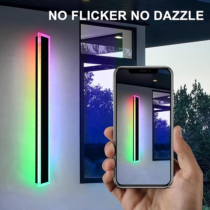 MELUCEE 2 Pack 32 Inch Long Outdoor RGB Wall Light, Waterproof IP65 LED Wall Mount Lighting Fixture Outside Wall Sconce for House Garage Porch Courtyard, Remote Control Included