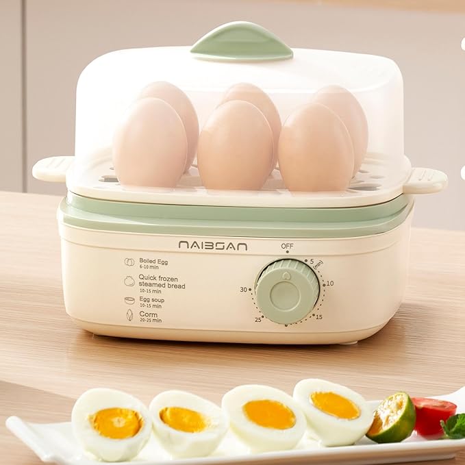 6 Egg Cooker For Hard Boiled Eggs, 5-Speed Timing Function, Medium, Egg Poacher, Rapid Egg Boiler With Auto Shut Off, Electric Food Steamer For Cooking Vegetables, Egg Boiler.