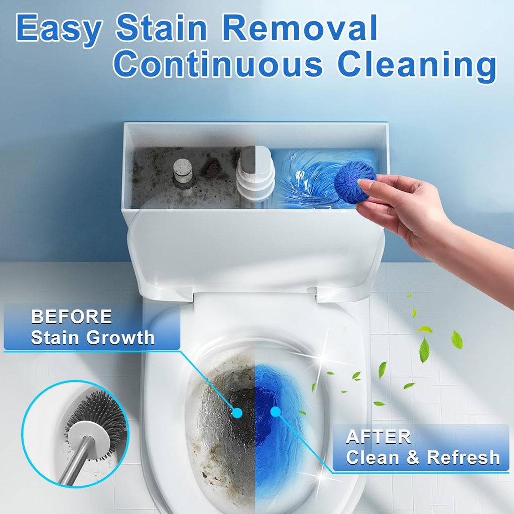 Toilet Bowl Cleaner Tablets 40 Pcs, Septic Safe Automatic Toilet Tank Cleaner with Sustained-Release Technology, Powerful Long-Lasting Blue Tabs for Bathroom Stain Remover & Deodorizer