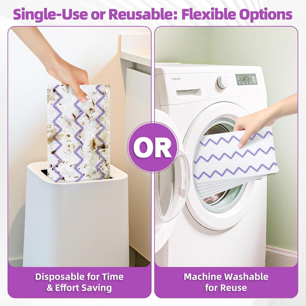 50 Count Microfiber Mop Pads Compatible with Swiffer Powermop, Disposable or Reusable Replacement Pads for Wet & Dry Use, PowerMop Refills for Multi-Surface Floor Cleaning