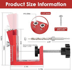 Pocket Hole Jig Kit, Adjustable Aluminum Pocket Hole System, Portable Screw Jig Set Guides Joint Carpentry Locator Woodworking Tools with Wooden Hole Plugs