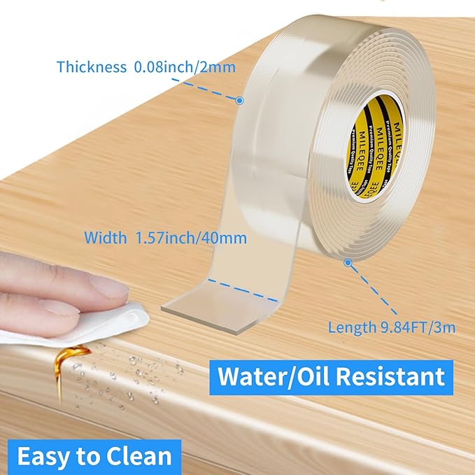 Clear Edge Protector Strip, 1.57in x 9.84FT, Sharp Edge Wrap Cover Tape, Self Adhesive Protective Bumper Guards for Cabinet Door Desk Glass Table Bed Furniture, Kitchen Countertop, Waterproof