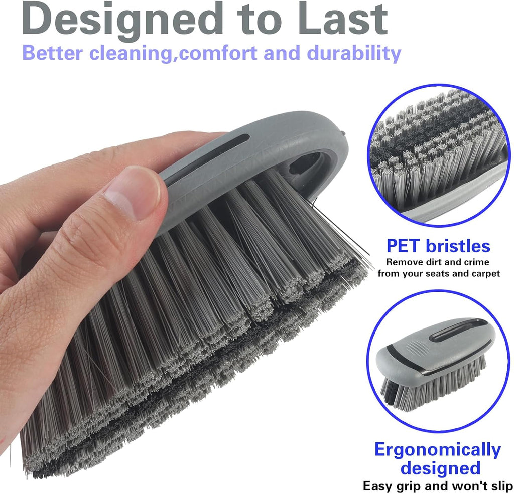Carpet and Upholstery Cleaning Brush,Carpet Scrubber Stiff Bristle Detailing Scrub Brushes,Interior Leather Brush for Car and Home (Gray)