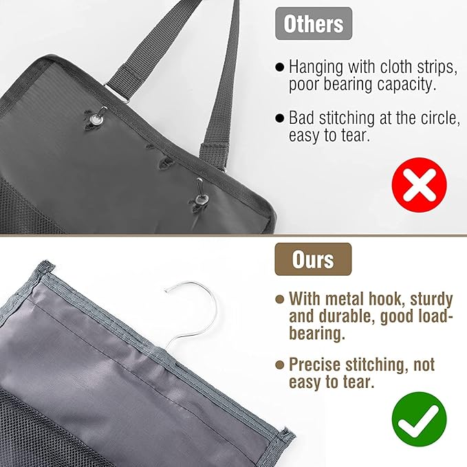 Legging Storage Organizer for Closet, Hanging Closet Organizer System, Grey Clothes Closets Holder with 20 Roll Independent Compartments for Yoga Leggings T-Shirts Bras Socks Pants Tank Top Towel