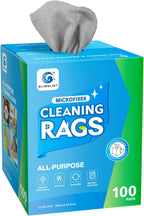 GLIMGLINT Microfiber Cleaning Cloth, 100 Pack Cleaning Rags, Lint-Free, Ultra Absorbent Reusable Paper Towels for Home, Kitchen, Car, Garage or Shop, Dish Rags, 11" x 9", Grey
