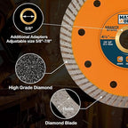 4.5 Inch Diamond Blade for Granite, Ceramic, Marble, Stone and Hard Bricks, Super Thin Turbo Rim Design for Angle Grinders and Handheld Saws, Dry and Wet Use, 7/8"-5/8" Arbor (2 PCS)