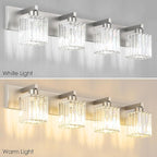 Aipsun Brushed Nickel Bathroom Lighting Fixtures 4 Light Crystal Modern Bathroom Vanity Light (Exclude Bulb)