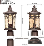 Darkaway Outdoor Post Light,Lamp Post Light Fixture, Waterproof Aluminum Housing with Amber Ripple Glass for Garden Patio Pathway Entry