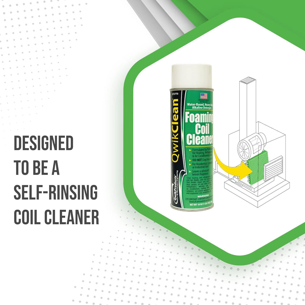 QwikProducts Foaming Coil Cleaner for AC Unit, Heating, Refrigerator, Air Conditioner No Rinse Coil Cleaner Spray Breaks Down Dirt, Dust, Grease, and Oil