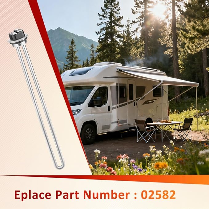 Mornajina 2 Packs 02582 Electric Water Heater Elements 4500W 240V, Hot Water Heater Replacement Parts Screw-in RV Hot Water Heater Fit Most Models, Straight Type