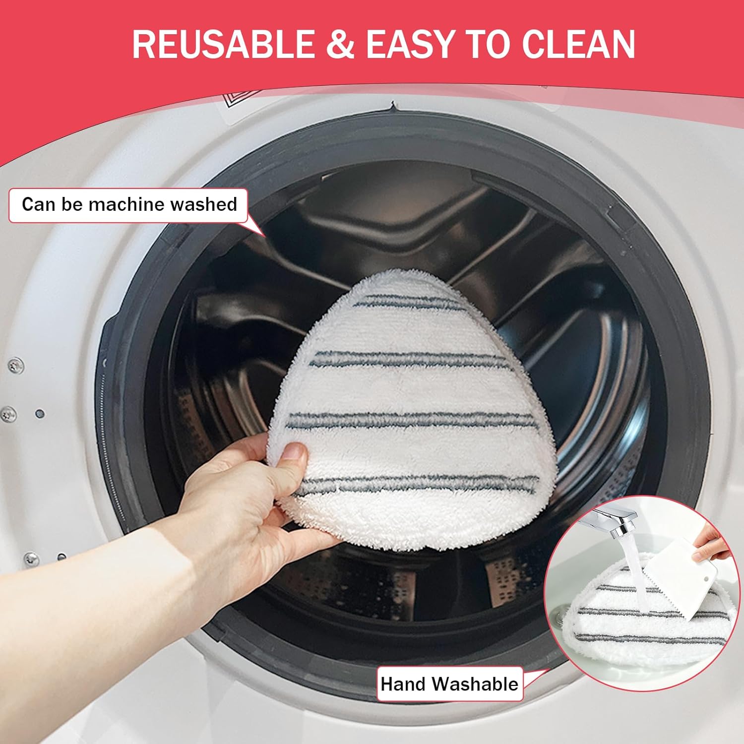 Triangule Flat Mop Replacement Pads, Spin Mop Pad Replacement, 10 Pack Mop Refill Pads, 1 Mop Base and 1 Scraper for Cleaning Floor, Wall, Ceiling, Easy to Replace