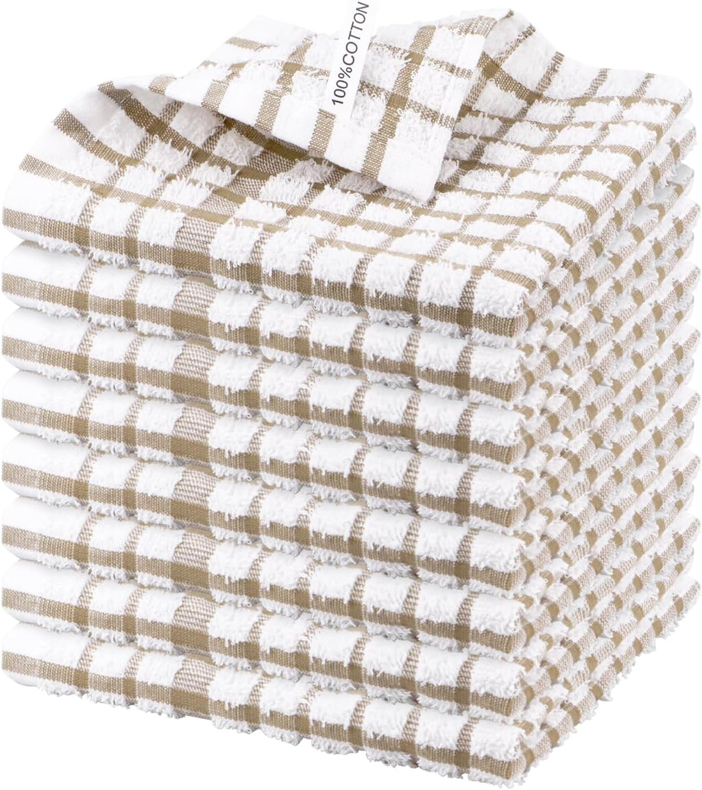 Nialnant 8 Pack Dish Cloths,100% Cotton Soft Absorbent Cleaning Rags,Quick Drying Dish Towels for Kitchen,Washing Dishes-Little Yellow Plaid,12 x 12 in