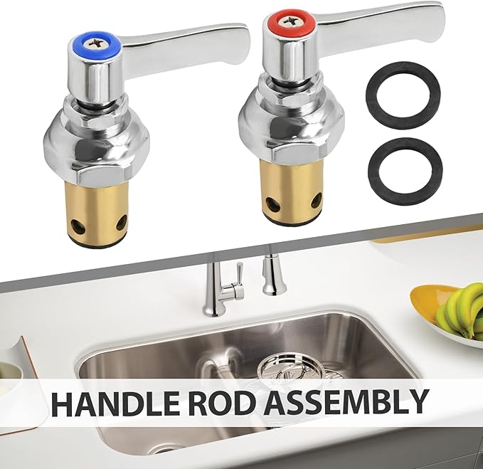 Anxingo Hot & Cold Side Handle Stem Assembly Replacement for T&S Faucets, Replaces 002713-40 002714-40