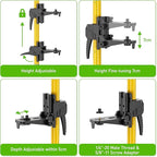 Huepar 12 Ft./3.7M Professional Laser Level Pole with Tripod and 1/4-Inch by 20-Inch Laser Mount for Rotary and Line Lasers, Adjustable Telescoping Laser Pole with 5/8"-11 Threaded Adapter-LP36A