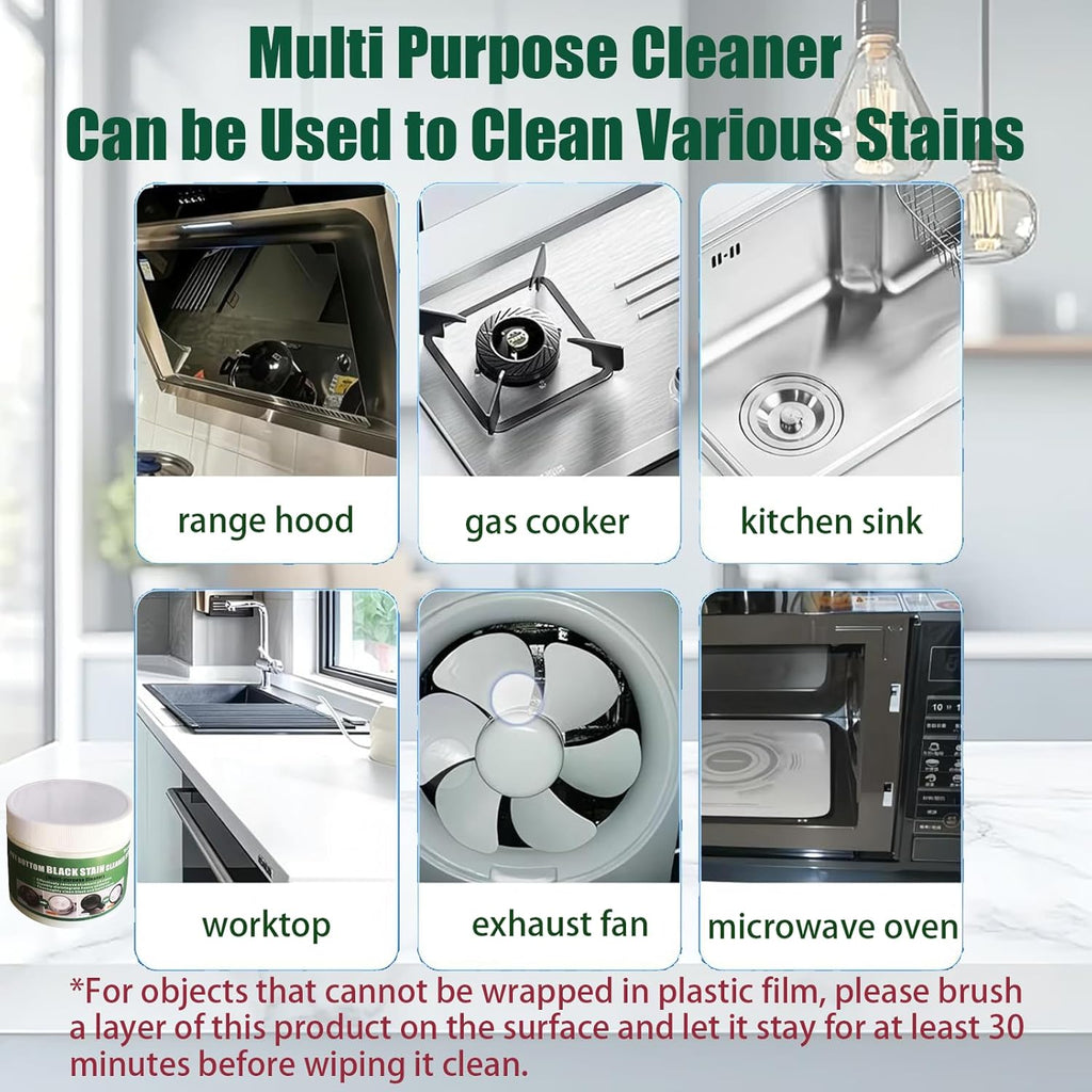 Truey Pot Bottom Black Stain Cleaner Set, 400g, Pot and Pan Bottom Cleaning Paste, Powerful Kitchenware Cleaner, Cooktop Pot Cleaner Effortless for Burned Cookware, Multi-purpose Oil Stain Remover