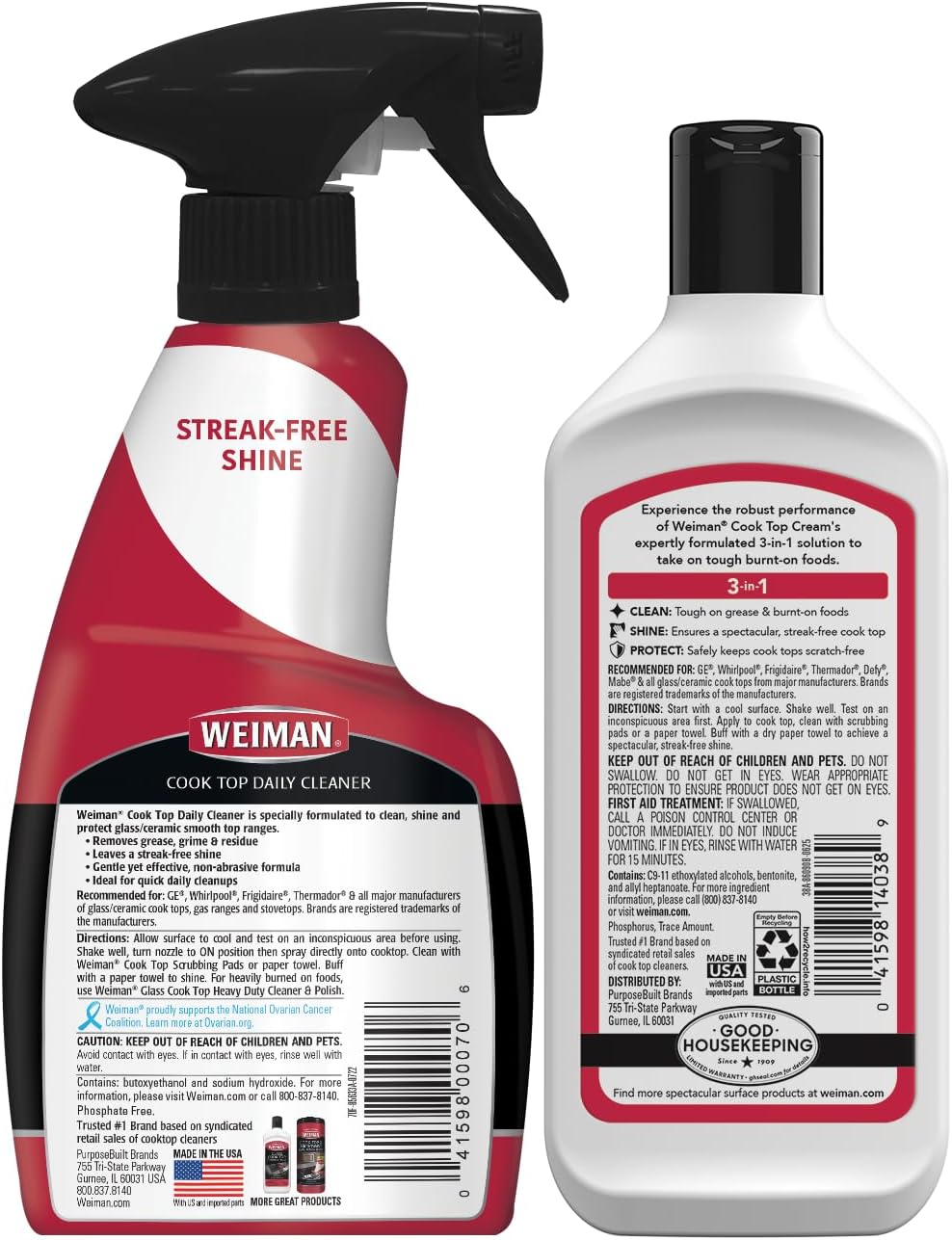 Weiman Ceramic and Glass Cooktop - 10 Ounce - Stove Top Daily Cleaner Kit - 12 Ounce - Glass Induction Cooktop Cleaning Bundle for Heavy Duty Mess Cleans Burnt-on Food