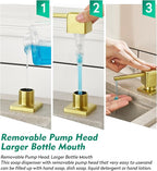 CREA Brushed Gold Soap Dispenser for Kitchen Sink, Kitchen Soap Dispenser Gold Square Built in Sink Soap Dispenser for Bathroom with 17 OZ Bottle