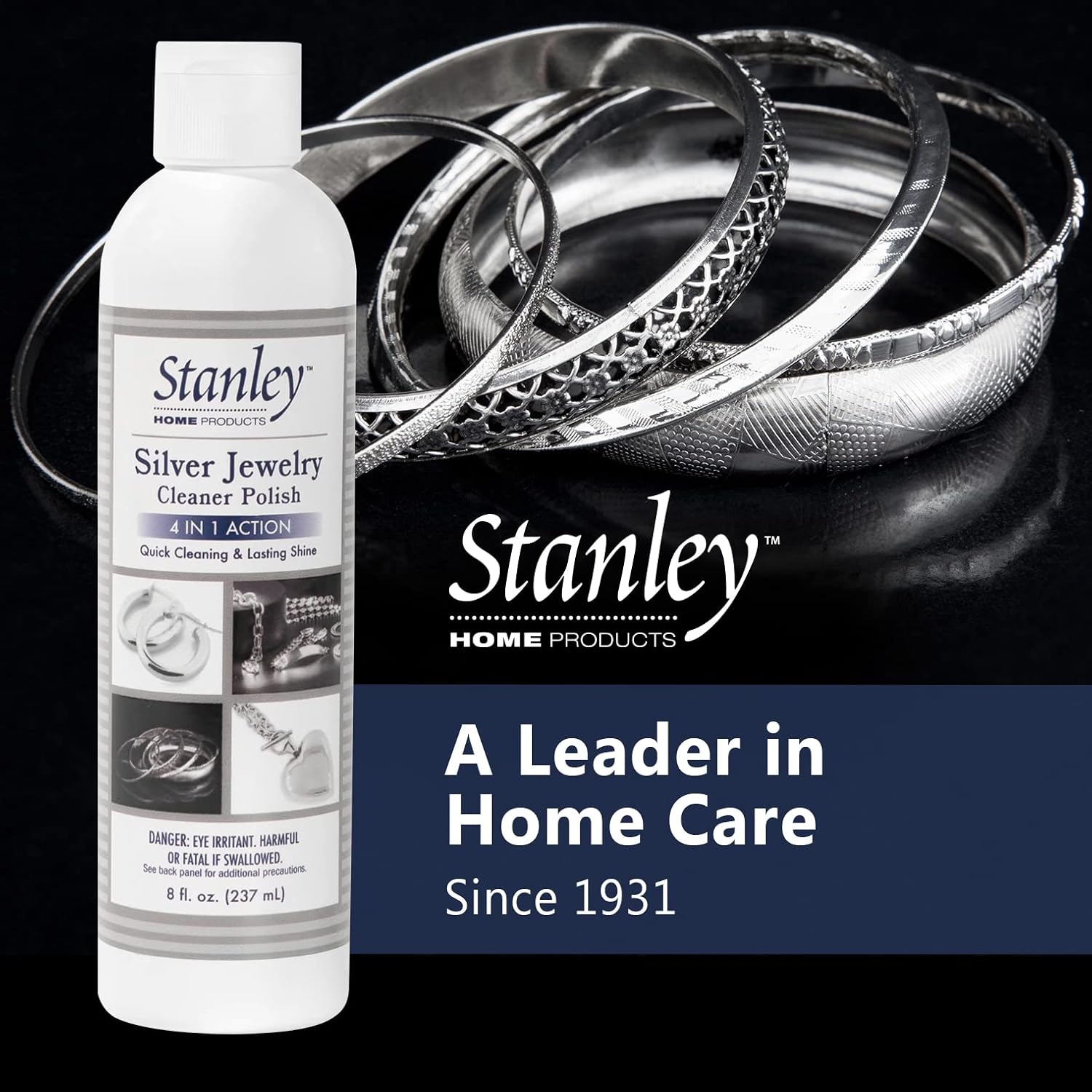 STANLEY HOME PRODUCTS Silver Jewelry Cleaner Polish - 4-in-1 Formula Cleans and Protects Silver and Sterling Jewelry and More Helps Prevent Tarnish Plus Long Lasting Shine