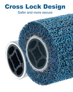 4.5" x 4" Abrasive Drawing Wheel Surface Conditioning Tool, 4 Pcs Wire Wheel Burnishing Tool for Metal Polishing, Rust, Oxidation - 3/4" Quad Keyway for Hand held Polishing Machine(Blue)