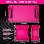 DuraTech Flexible Tool Tray, Silicone Tool Holder for Mechanics Storage, Heat and Chemical Resistant Tool Organizer for Automotive, Industry and Household(3pack Pink)