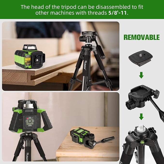 Huepar Laser Level 360° with Tall Tripod, Self Leveling Rechargeable Lazer Leveler for Construction and Picture Hanging, Nivel Laser with Pluse Mode for Outdoor, Hard Carry Case, 50" Tripod, Glasses