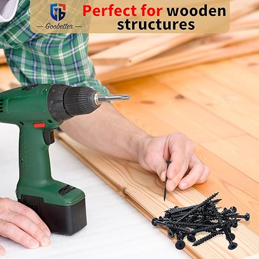 Deck Screws 2 1/2 inch, 500 Pcs Wood Screws #9 x 2-1/2", Rust Resistant, Construction Fence Exterior Screws, Torx Head Drive, 2 Pcs T25 Star Bits Included, Black