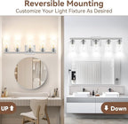 5-Light Bathroom Light Fixtures, 31" Modern Vanity Lights Over Mirror with Clear Glass Shades, Brushed Nickel Light Fixture, Classic Wall Light Fixture for Mirror Living Room Cabinet Bedroom Porch