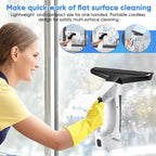 Window Vacuum Squeegee Cordless, Handheld Window Vac with Multi-Purpose Spray Bottle & Microfiber Cloth, Electric Cleaning Tool for Windows, Tiles, Mirror, Countertop, Car Windshield (White-Black)