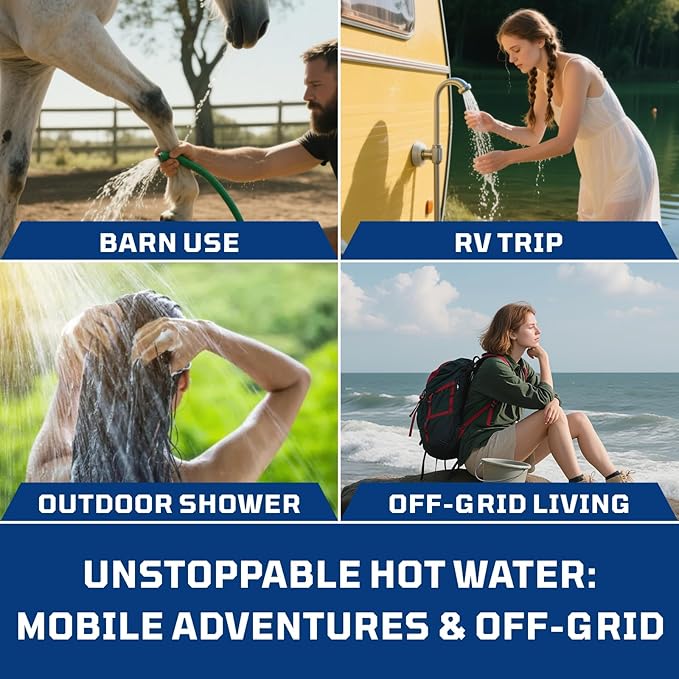 Hillhub 1.32GPM Portable Tankless Water Heater for Ourdoor, Camping Propane Hot Water Heater for Showering with CSA Certified Overheating Protection