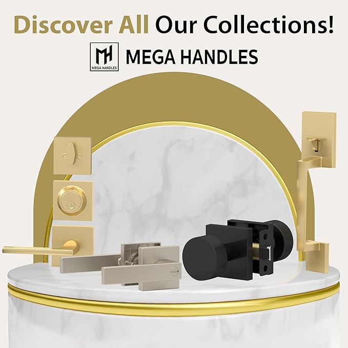 Mega Handles Ronn Privacy Lever & Lock Door Handle Set for Hallway, Closet and Bathroom, Keyless Lock, Heavy Duty Door Levers, Fits All Standard Door Sizes, Screws Included - Onyx (1 Pack)