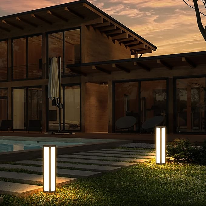 Landscape Path Light, 32" Modern Outdoor LED Luxury Bollard Lighting with IP54 Waterproof for Lawn Courtyard Driveway Pathway Decoration