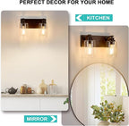 2-Light Bathroom Light Fixtures Modern ORB Vanity Lights for Bathroom Lighting Fixtures Over Mirror with Clear Glass Shade for Cabinet Mirror Bedroom Hallway