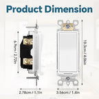 ThunderWay Matte White Single-Pole Decorator Wall Light Switch, Decorative Paddle Rocker Switch Replacement, 15A 120/277V, UL Listed for Residential Grade Applications, 30 Pack