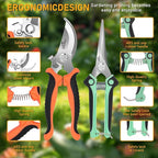 4-Pack Multifunctional Garden Scissors Set-BIDMLI Stainless Steel Pruning &Floral Shears with One-Piece Handle Blades for Tree Pruning, Flower Trimming, and Fruit Picking Tasks at Home&Garden Tool.