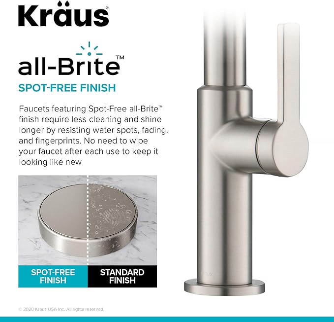 KRAUS Oletto Single Handle Pull Down Kitchen Faucet in Spot Free Stainless Steel, KPF-2820SFS