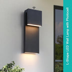 Dusk to Dawn Outdoor Lighting Fixture Wall Mount,Modern Integrated LED 2-Light 17W, Exterior Sensor Front Porch Light,Textured Black,Anti Rust Outside Wall Lights for House,Doorway,Garage