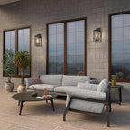 14" Outdoor Wall Light Fixtures Waterproofed Exterior Lantern W/Sturdy Rectangular Double Cage In Satin Black&Clear Tempered Glass,Sconce Mounted For House Patio,Front door,Porch,Garage Lighting 2Pack