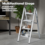 Taranta 4 Step Ladder,Aluminum Lightweight Folding 4 Step Stool with Anti-Slip Wide Pedal,330lbs Capacity Step Ladder for Household,Kitchen,Office - Silver